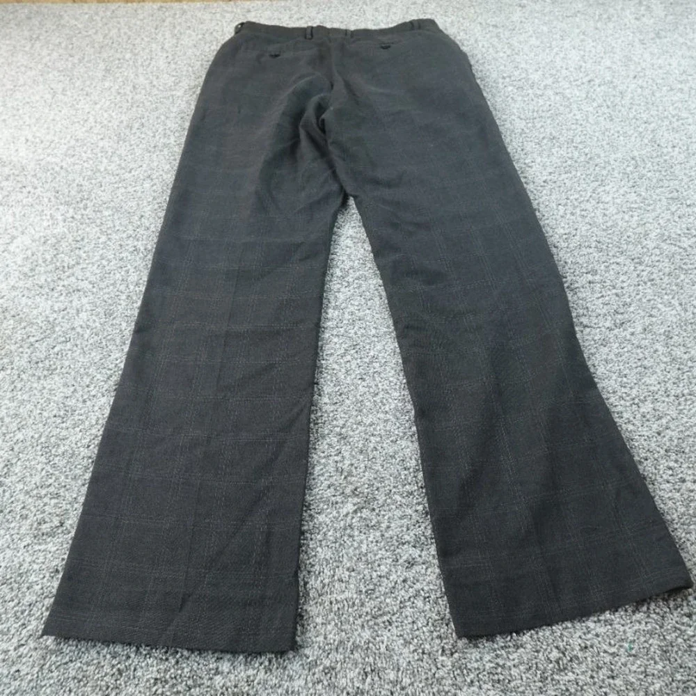 Banana Republic Pants Mens 33X34 Gray Plaid Chino Dress‎ Trouser Flat Front Work